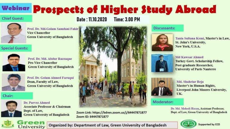 Webinar on "Prospects of Higher Study Abroad"
